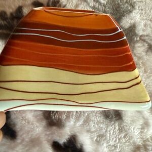 Pier 1 Canyon Stripe Orange Earthenware soup or salad bowl.